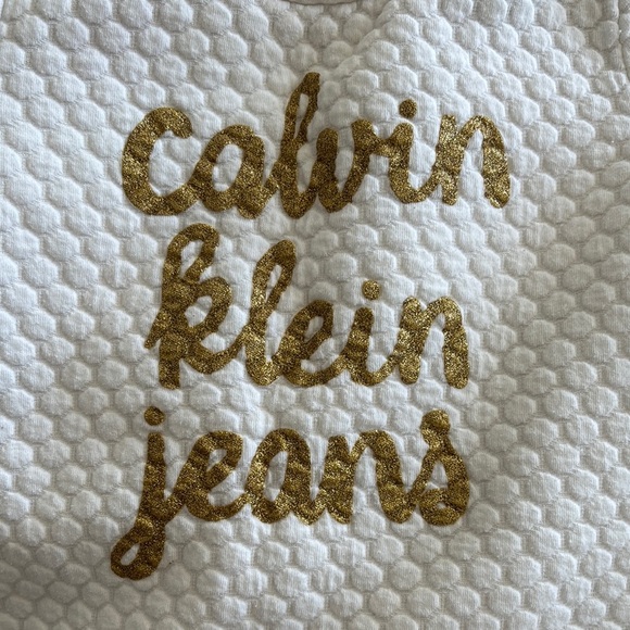 Calvin Klein Jeans White and Gold Textured Sweatshirt - Picture 3 of 3